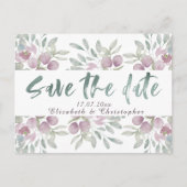 Eucalyptus Waterverf Sage Green Save the Date Aankondigingskaart (Voorkant)