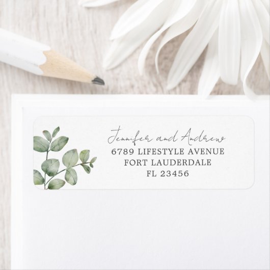 Eucalyptus Waterverf Sage Green Wedding Etiket (Insitu)