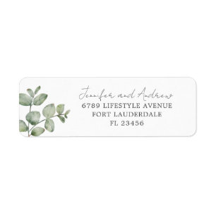 Eucalyptus Waterverf Sage Green Wedding Etiket