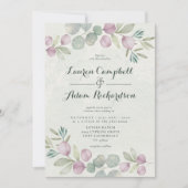 Eucalyptus Waterverf Sage Green Wedding Invitation Kaart (Voorkant)