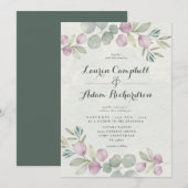 Eucalyptus Waterverf Sage Green Wedding Invitation Kaart (Voorkant / Achterkant)