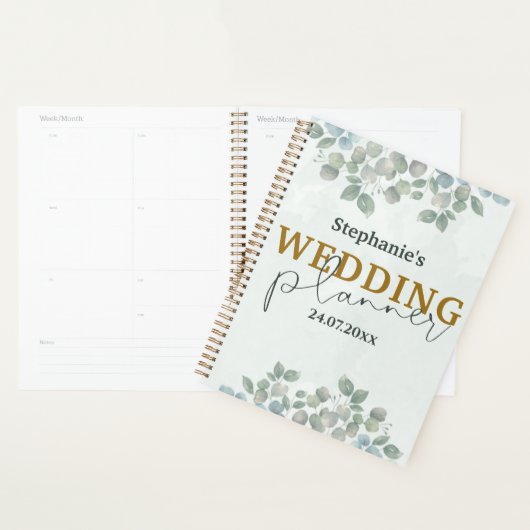 Eucalyptus Waterverf Sage Green Wedding Planner (Display)