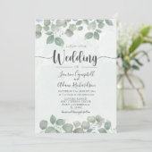 Eucalyptus waterverf Sage Groene Bruiloft Kaart (Staand voorkant)