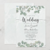 Eucalyptus waterverf Sage Groene Bruiloft Kaart (Voorkant / Achterkant)