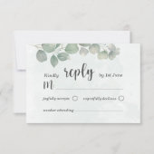 Eucalyptus Waterverf salie groen RSVP Huwelijk Kaartje (Voorkant)