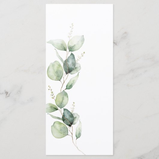 Eucalyptus Waterverf Script bruiloft diner Menu (Achterkant)