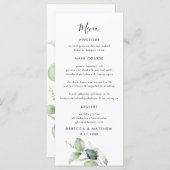 Eucalyptus Waterverf Script bruiloft diner Menu (Voorkant / Achterkant)