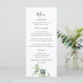 Eucalyptus Waterverf Script bruiloft diner Menu (Staand voorkant)