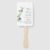 Eucalyptus Waterverf Script bruiloft programma Handwaaier (Voorkant)