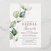 Eucalyptus Waterverf Script Vrijgezellenfeest Goud Folie Uitnodiging (Voorkant)