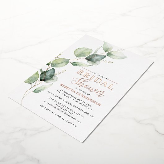 Eucalyptus Waterverf Script Vrijgezellenfeest Goud Folie Uitnodiging (Gedraaid)