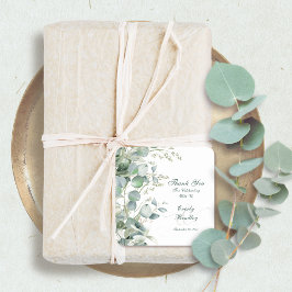 Eucalyptus Waterverf Script Wedding Dank u Fav Vierkante Sticker