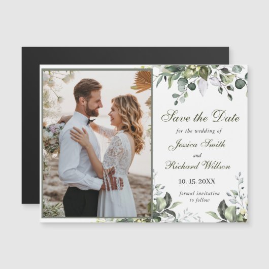 Eucalyptus Waterverf Sla de datum Magnetische Kaar (Voorkant / Achterkant)