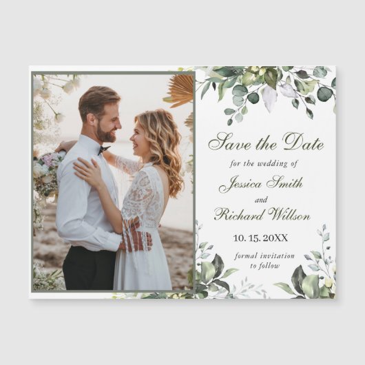 Eucalyptus Waterverf Sla de datum Magnetische Kaar (Voorkant)