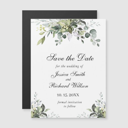 Eucalyptus Waterverf Sla de datum Magnetische Kaar (Voorkant / Achterkant)