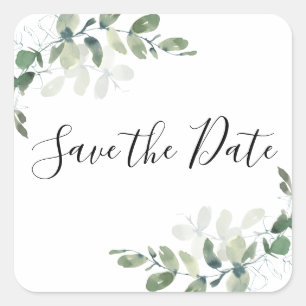 Eucalyptus-Waterverf slaat de datum op Vierkante Sticker