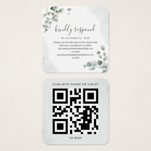 Eucalyptus Waterverf Succulent Wedding RSVP Kaart (Voorkant /achterkant)