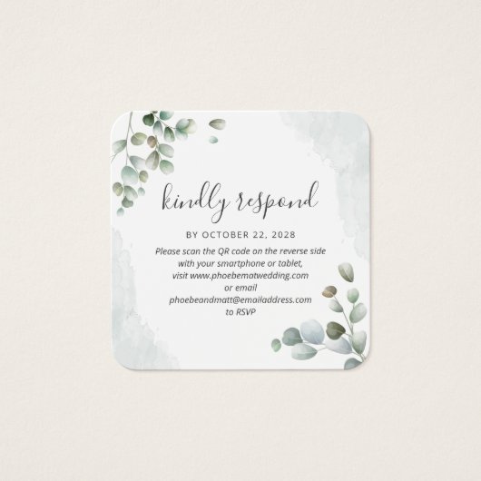 Eucalyptus Waterverf Succulent Wedding RSVP Kaart (Voorkant)