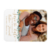 Eucalyptus Waterverf Vine Gold Foto Bruiloft Magneet (Horizontaal)