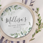 Eucalyptus Waterverf Vrijgezellenfeest Papieren Bordje<br><div class="desc">Deze gepersonaliseerde borden zullen het vrijgezellenfeest een beetje elegantie geven. Coördinerende artikelen voor kantoorbenodigdheden en partijbenodigdheden zijn verkrijgbaar in onze winkel.</div>