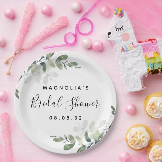 Eucalyptus Waterverf Vrijgezellenfeest Papieren Bordje (Feest)