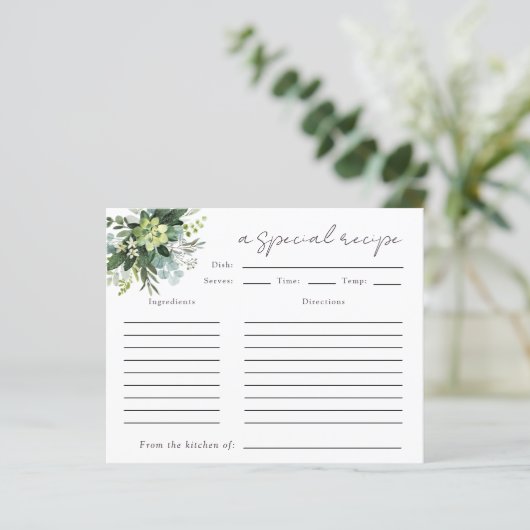 Eucalyptus Waterverf Vrijgezellenfeest Recipe Kaar (Staand voorkant)