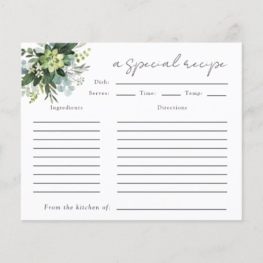 Eucalyptus Waterverf Vrijgezellenfeest Recipe Kaar (Voorkant)