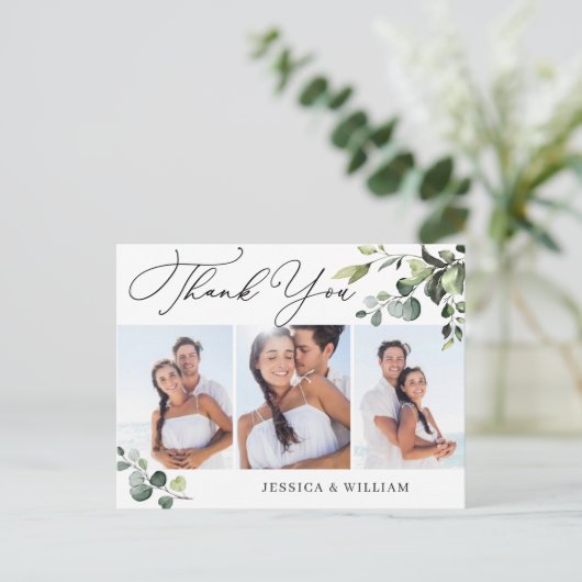 Eucalyptus Waterverf Weddenschap 3 Foto Hartelijk  Briefkaart (Staand voorkant)