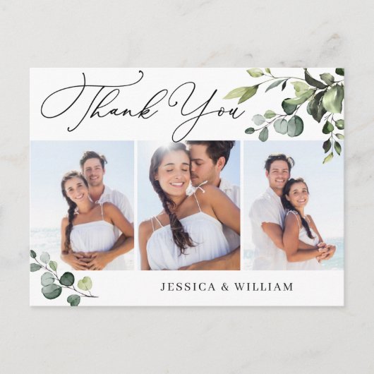 Eucalyptus Waterverf Weddenschap 3 Foto Hartelijk  Briefkaart (Voorkant)