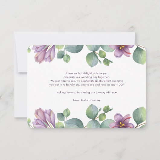 Eucalyptus Waterverf Weddenschap Bedankkaart (Achterkant)