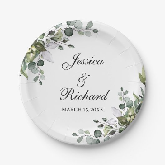 Eucalyptus Waterverf Weddenschap Borden Papieren Bordje (Voorkant)