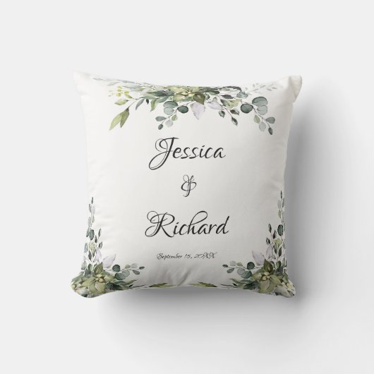 Eucalyptus Waterverf Weddenschap gooiende kussen (Voorkant)