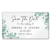 Eucalyptus Waterverf Weddenschap Opslaan datum Magnetisch Visitekaartje (Voorkant)