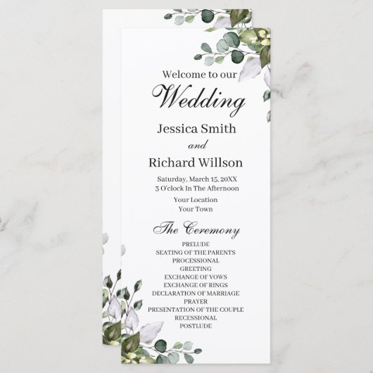 Eucalyptus Waterverf Weddenschap Programma (Voorkant / Achterkant)