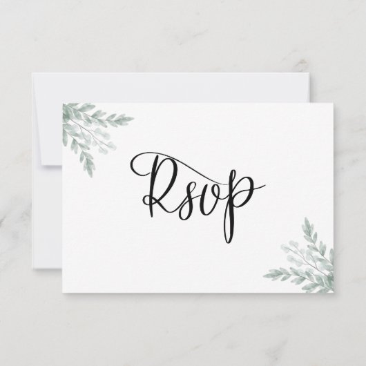 Eucalyptus Waterverf Weddenschap RSVP-kaart RSVP Kaartje (Achterkant)
