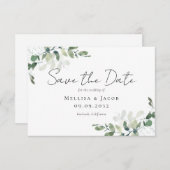 Eucalyptus Waterverf Weddenschap Save The Date (Voorkant / Achterkant)