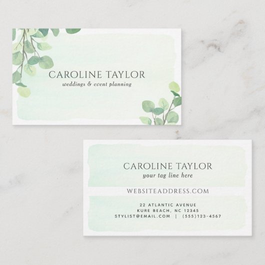 Eucalyptus Waterverf Weddenschap Visitekaartje (Voorkant / Achterkant)