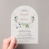 Eucalyptus Waterverf Wedding Frosted Arch Acryl Uitnodigingen (Insitu (Draagbaar))