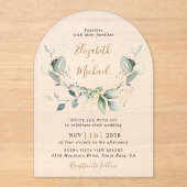 Eucalyptus Waterverf Wedding Frosted Arch Acryl Uitnodigingen (Voorkant)