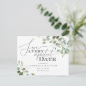 Eucalyptus Waterverf Wedding Save the Date Invita Briefkaart (Staand voorkant)
