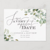 Eucalyptus Waterverf Wedding Save the Date Invita Briefkaart (Voorkant)