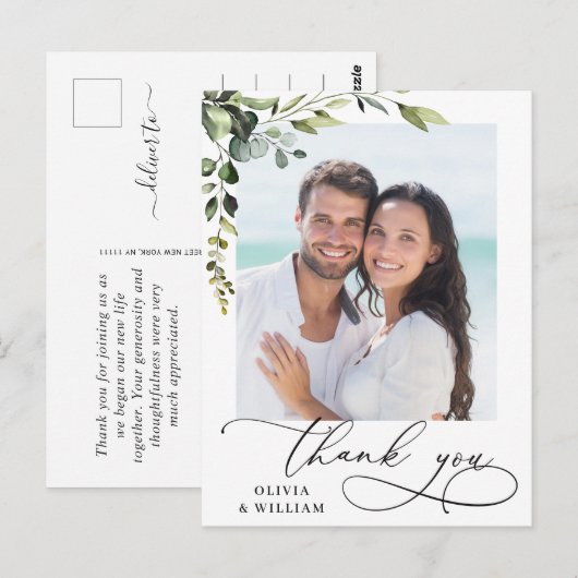 Eucalyptus Waterverf Weduwfoto Hartelijk dank Briefkaart (Voorkant / Achterkant)