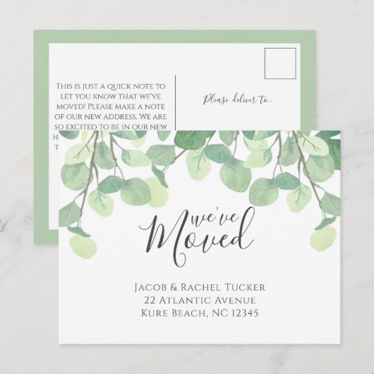 Eucalyptus We hebben een bewegende aankondiging Briefkaart (Voorkant / Achterkant)