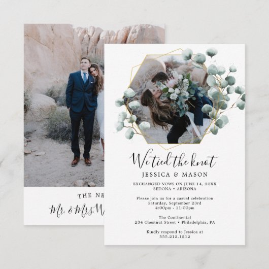 Eucalyptus We Tied The Knot Verloving Aankondiging (Voorkant / Achterkant)