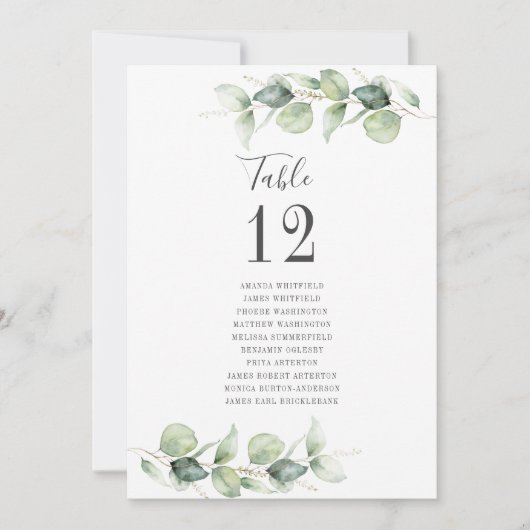 Eucalyptus Weddenlijstnummer met gastnamen (Voorkant)