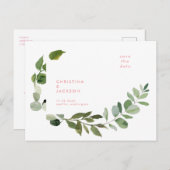 Eucalyptus Weddenroze tekst Sla de datum op Briefkaart (Voorkant / Achterkant)