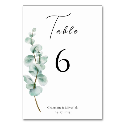 Eucalyptus Weddenschap Calligrafie Kaart (Achterkant)