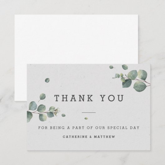 Eucalyptus Weddenschap Hartelijk dank Bedankkaart (Voorkant / Achterkant)