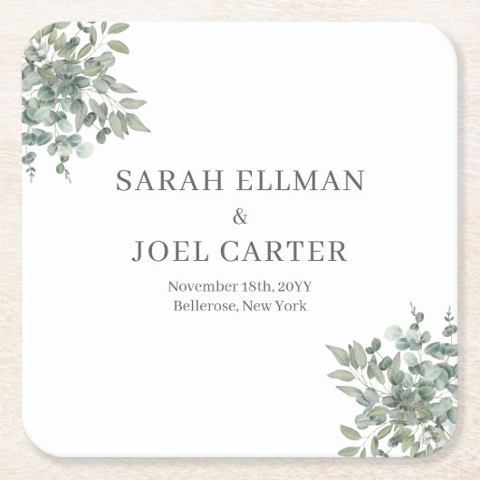 Eucalyptus Weddenschap Kartonnen Onderzetters (Voorkant)