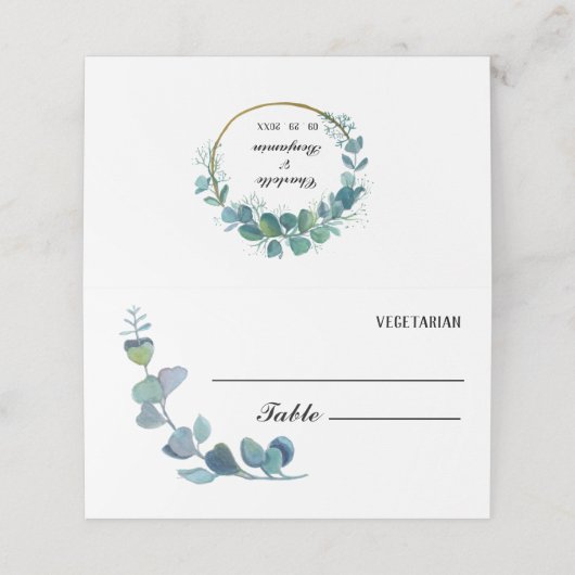 Eucalyptus Weddenschap-keuze en tabelnummer Plaatskaartje (Buitenkant ongevouwen)